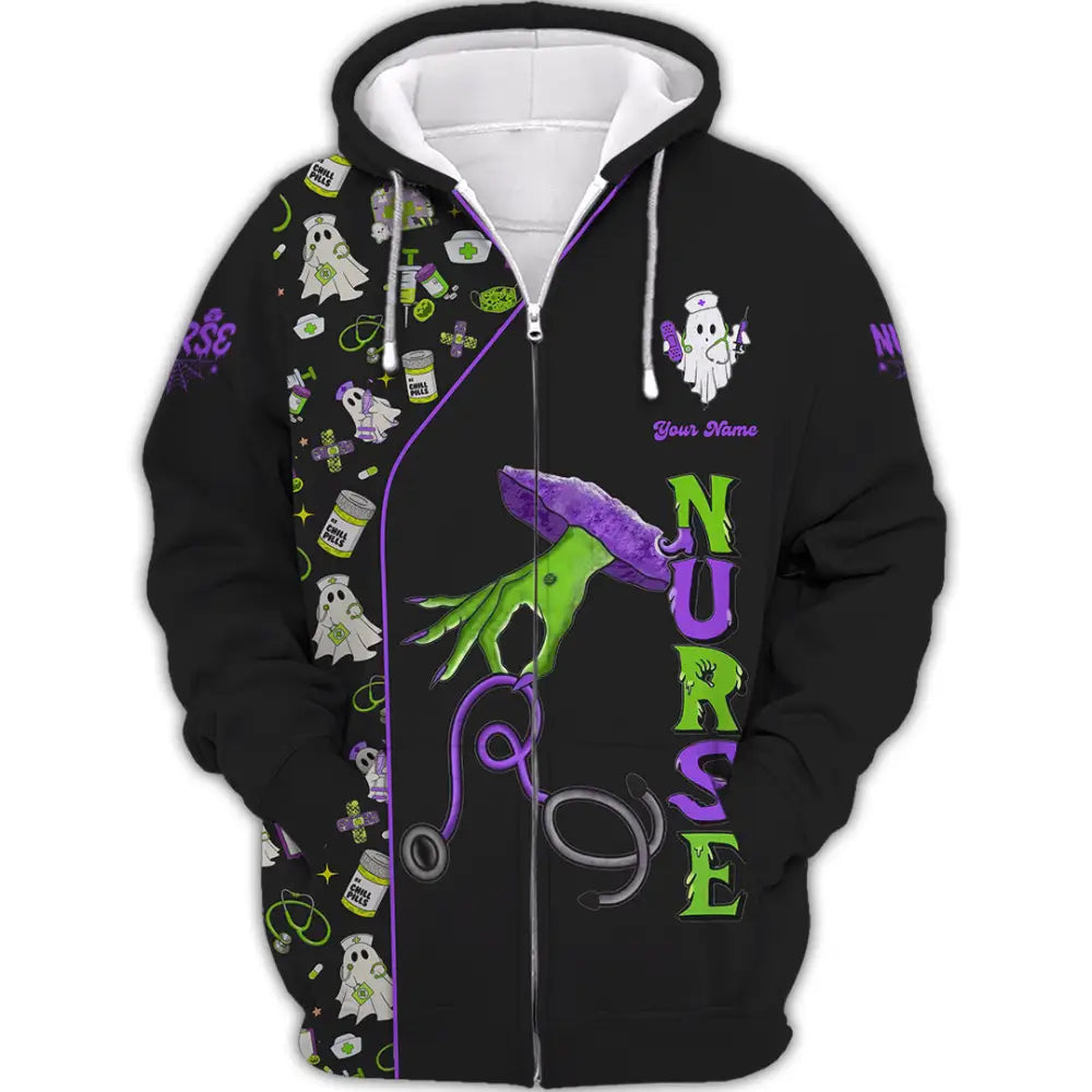 Unisex Shirt - Custom Nurse Halloween Shirt Zipper Hoodie / S T-shirt