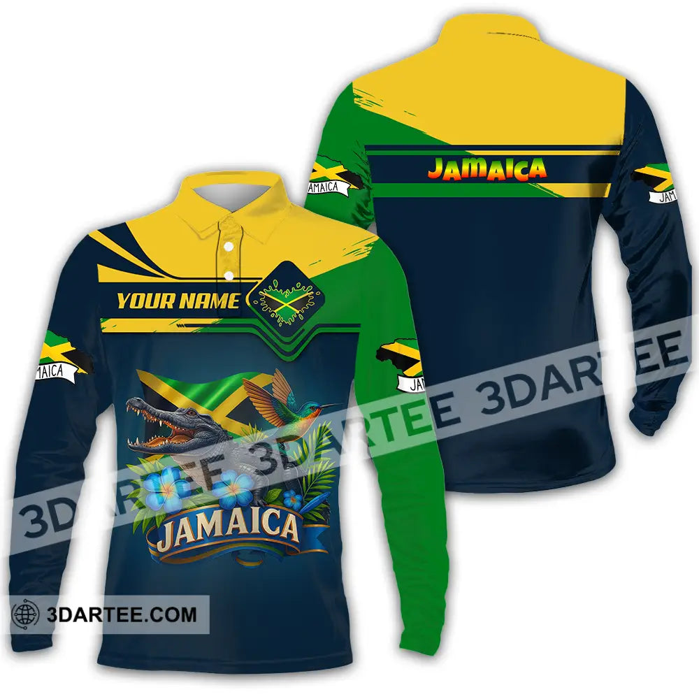 Unisex Shirt - Custom One Love Jamaica Shirt Long Sleeve Polo / S T-shirt