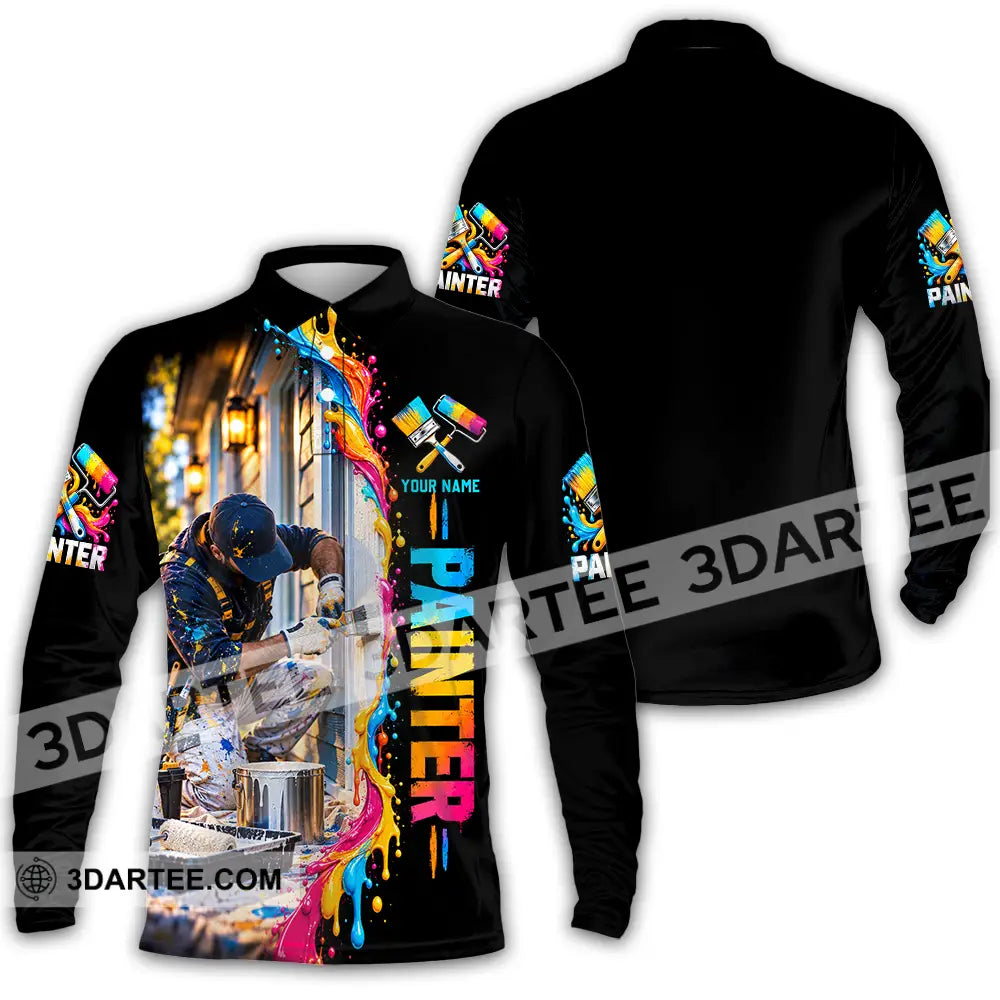 Unisex Shirt - Custom Painter Shirt - Long Sleeve Polo / S - T-shirt
