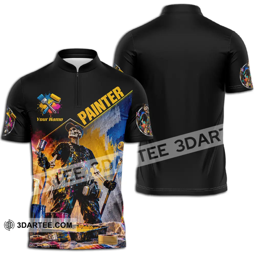 Unisex Shirt - Custom Painter Shirt - Zipper Polo Shirt / S - T-shirt