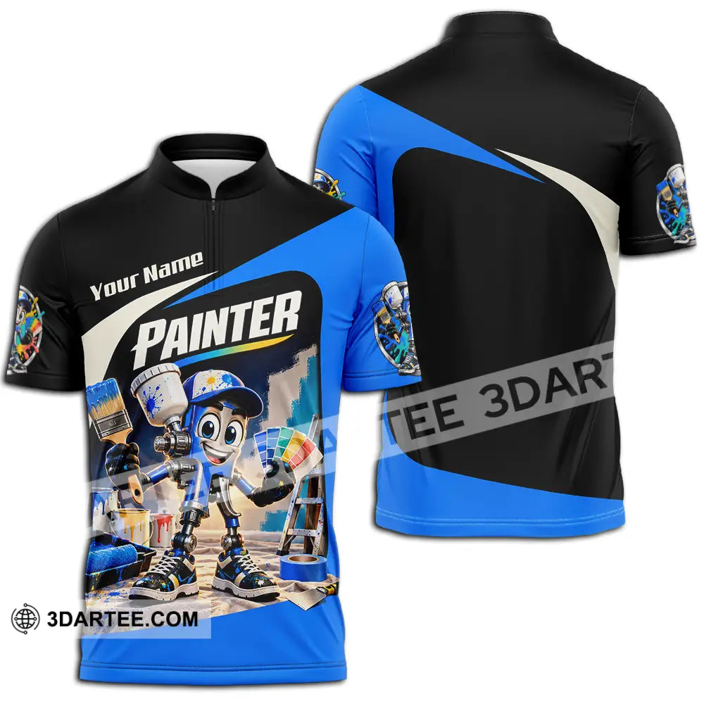Unisex Shirt - Custom Painter Shirt - Zipper Polo Shirt / S - T-shirt