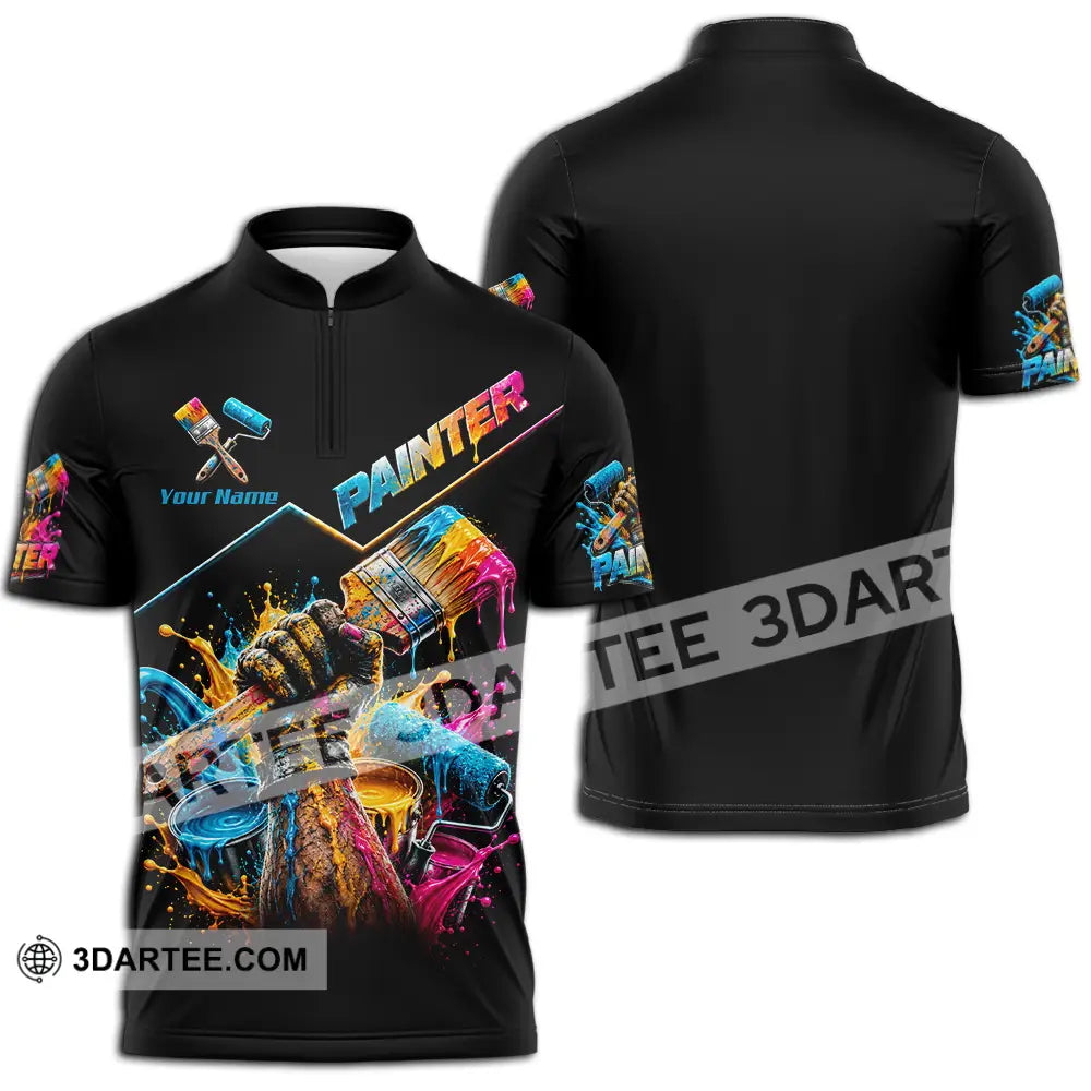 Unisex Shirt - Custom Painter Shirt - Zipper Polo Shirt / S - T-shirt