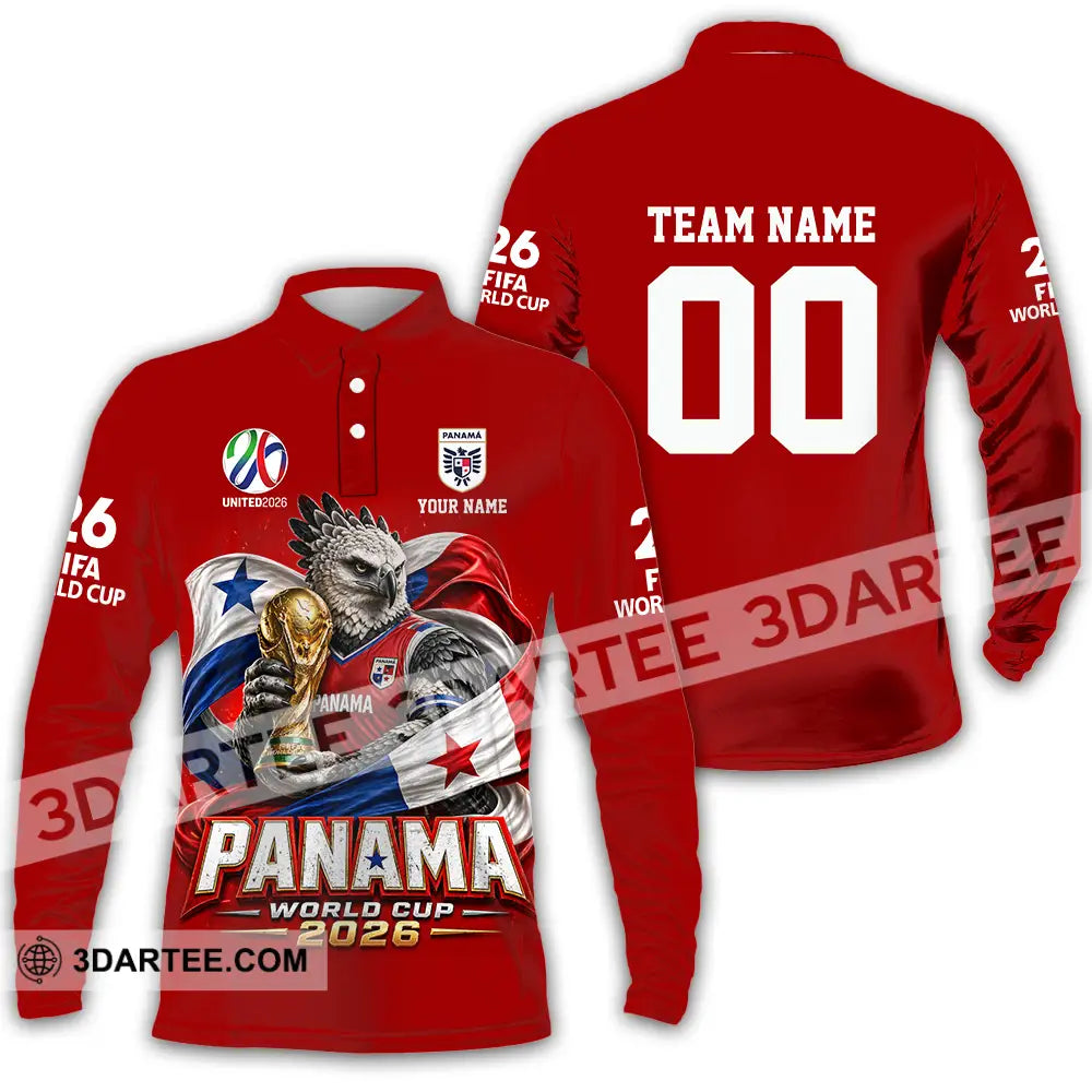 Unisex Shirt - Custom Panama World Cup 2026 3D Shirt - Long Sleeve Polo / S - T-shirt