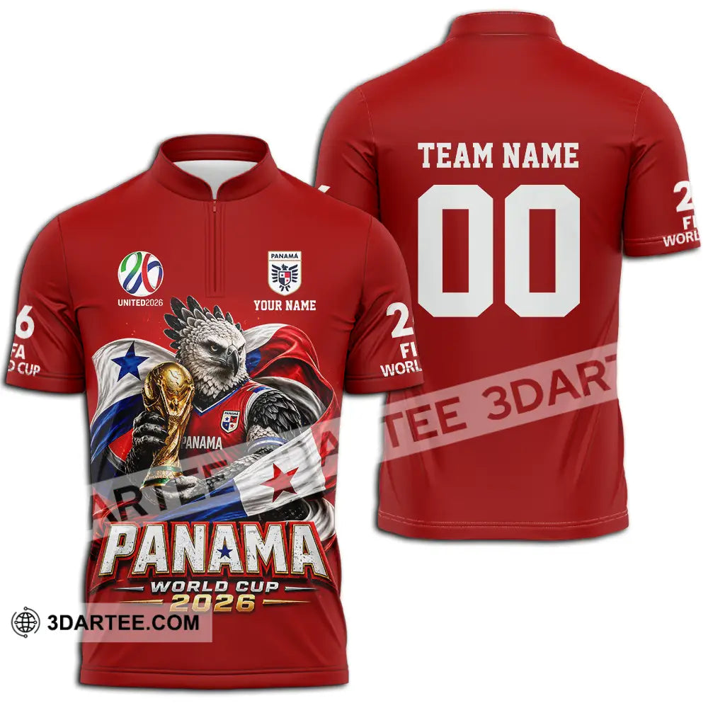 Unisex Shirt - Custom Panama World Cup 2026 3D Shirt - Zipper Polo Shirt / S - T-shirt
