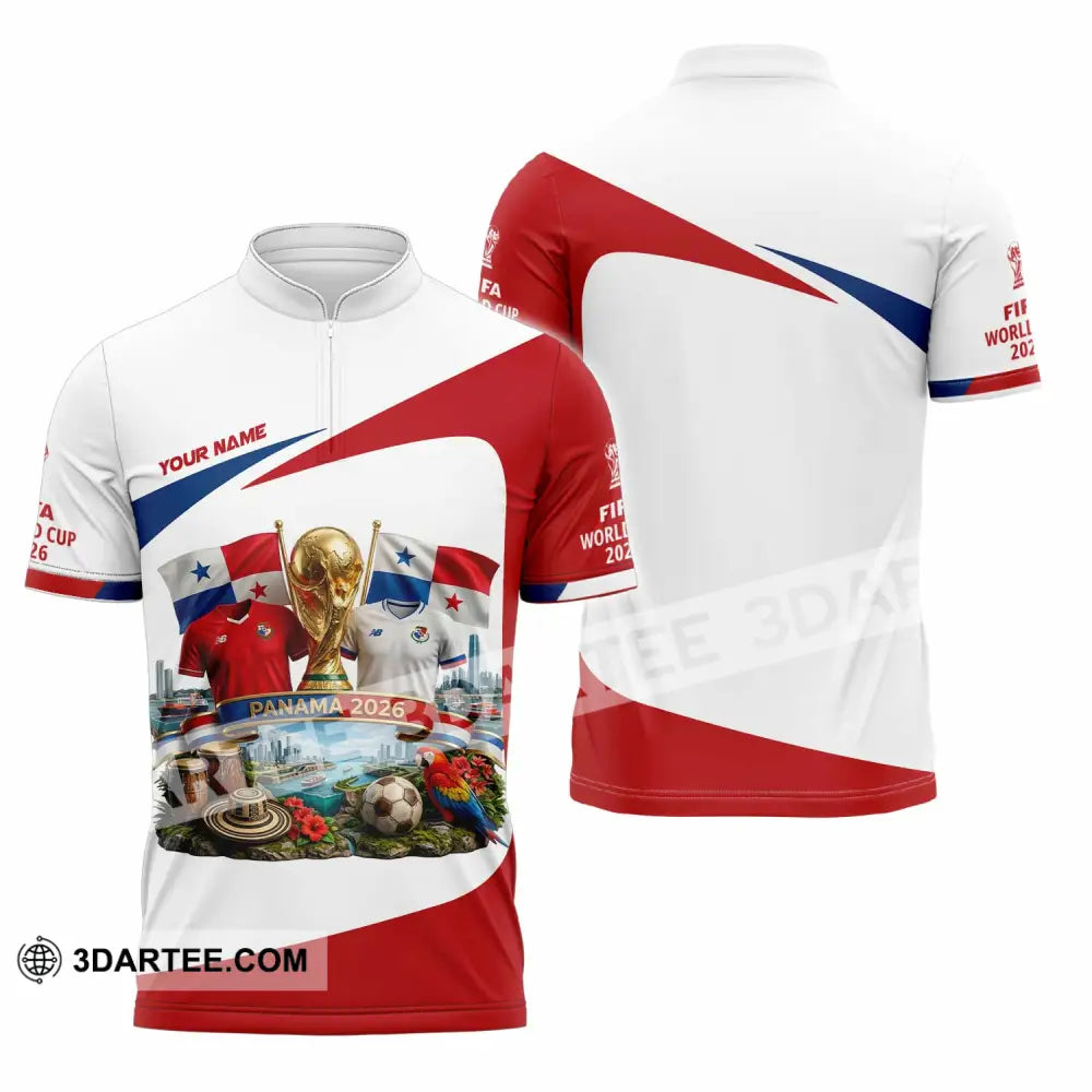 Unisex Shirt - Custom Panama World Cup 2026 3D Shirt - Zipper Polo Shirt / S - T-shirt