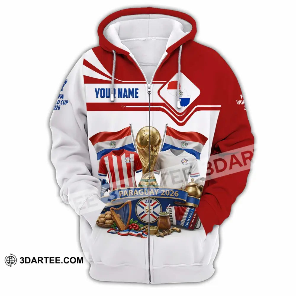 Unisex Shirt - Custom Paraguay World Cup 2026 Shirt - Zipper Hoodie / S - T-shirt