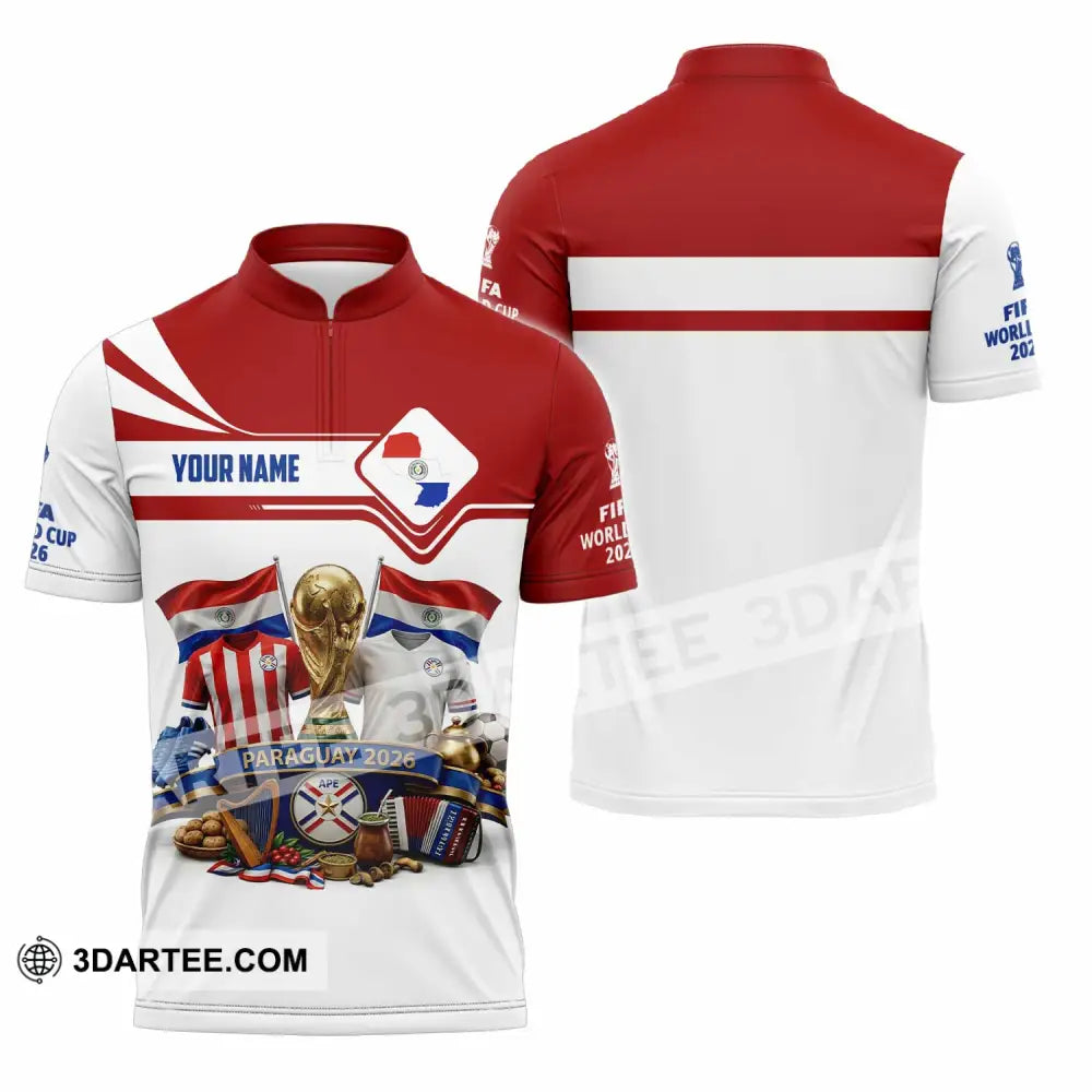 Unisex Shirt - Custom Paraguay World Cup 2026 Shirt - Zipper Polo Shirt / S - T-shirt