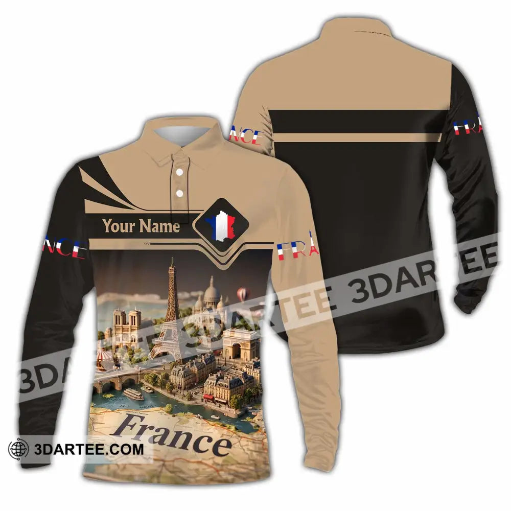 Unisex Shirt - Custom Paris France 3D Shirt Long Sleeve Polo / S T-shirt