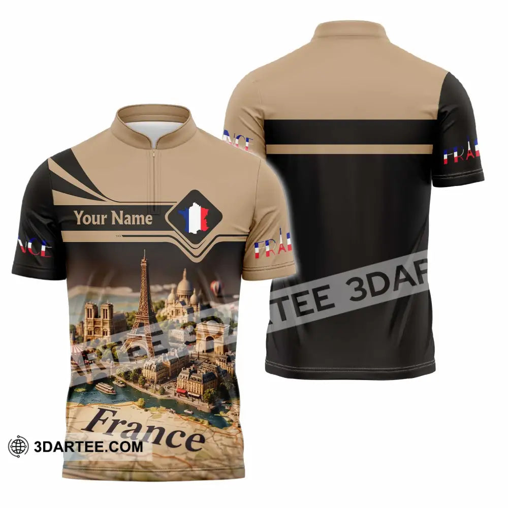 Unisex Shirt - Custom Paris France 3D Shirt Zipper Polo Shirt / S T-shirt