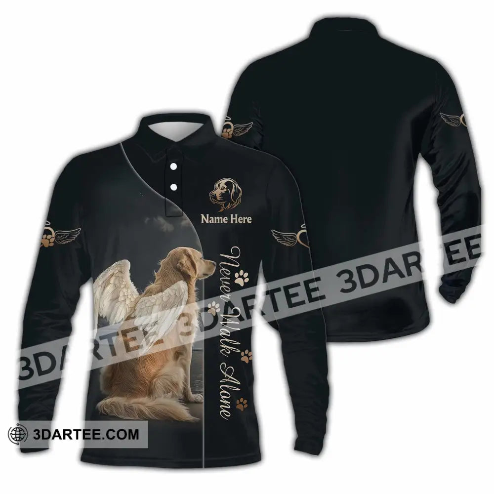 Unisex Shirt - Custom Pet Lover Never Walk Alone 3D Shirt Long Sleeve Polo / S T-shirt