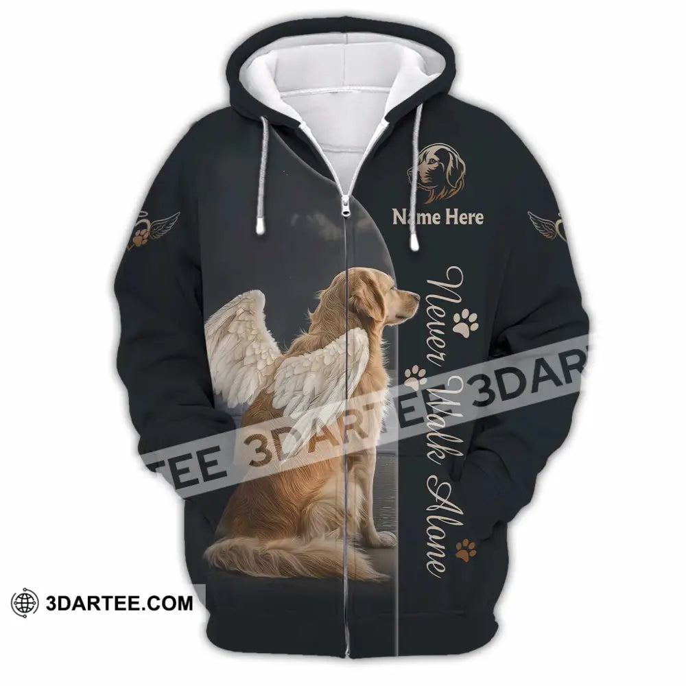 Unisex Shirt - Custom Pet Lover Never Walk Alone 3D Shirt Zipper Hoodie / S T-shirt