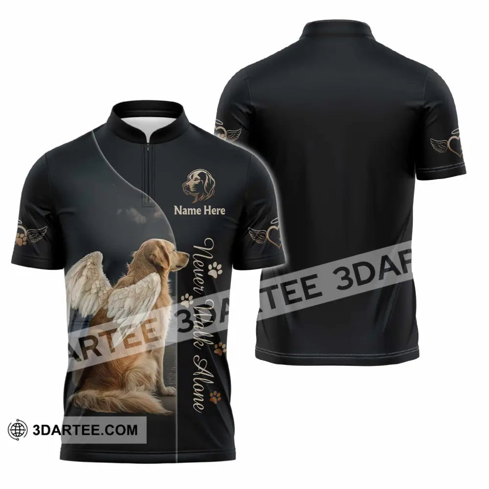 Unisex Shirt - Custom Pet Lover Never Walk Alone 3D Shirt Zipper Polo Shirt / S T-shirt