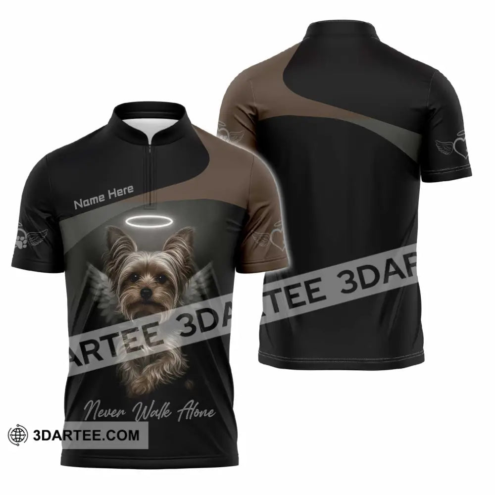 Unisex Shirt - Custom Pet Lover Never Walk Alone 3D Shirt Zipper Polo Shirt / S T-shirt