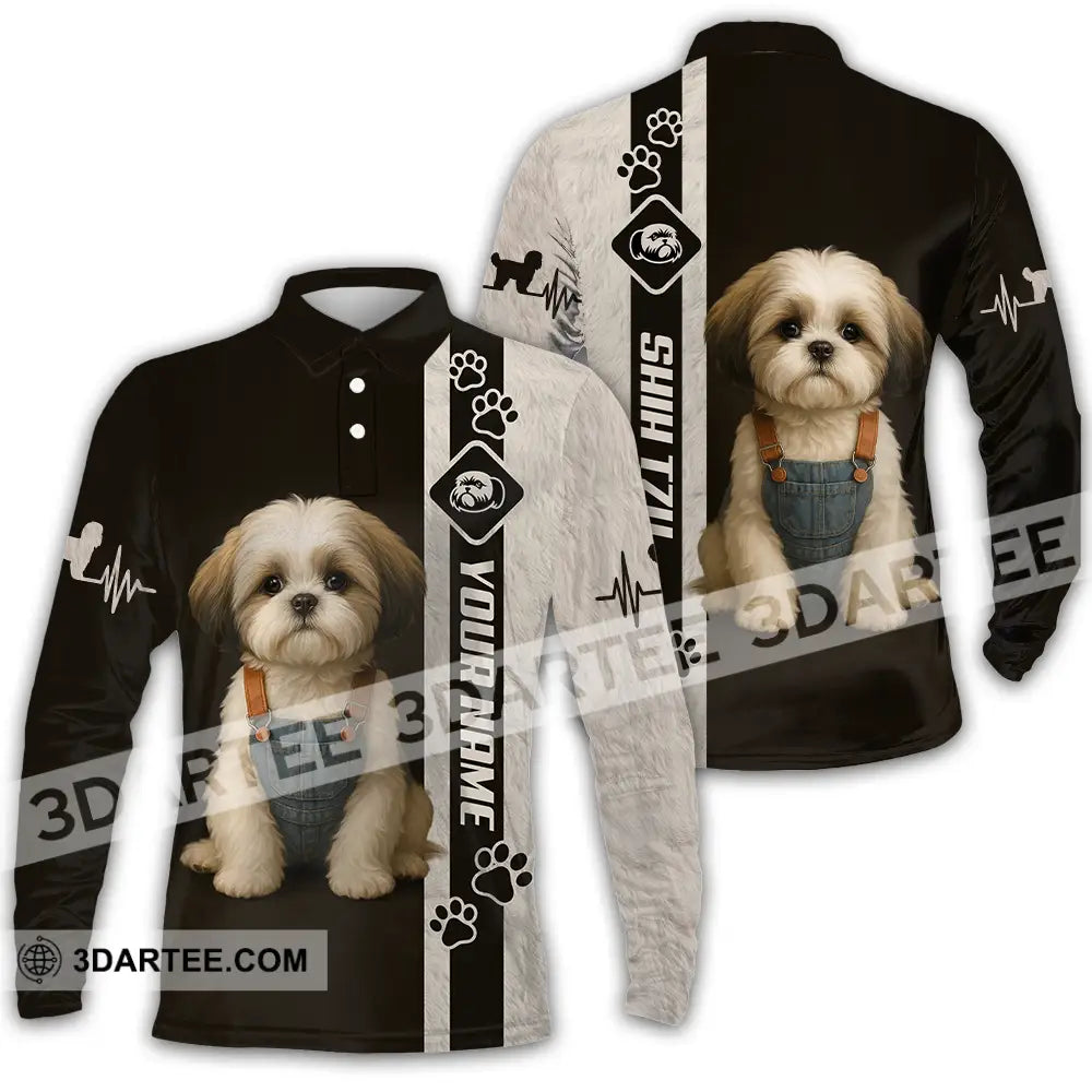Unisex Shirt - Custom Pet Lover Shih Tzu Shirt Long Sleeve Polo / S T-shirt