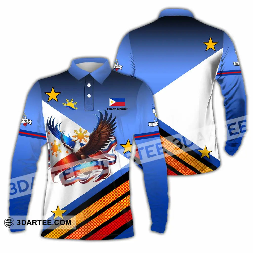 Unisex Shirt - Custom Philippines 3D Shirt Long Sleeve Polo / S T-shirt