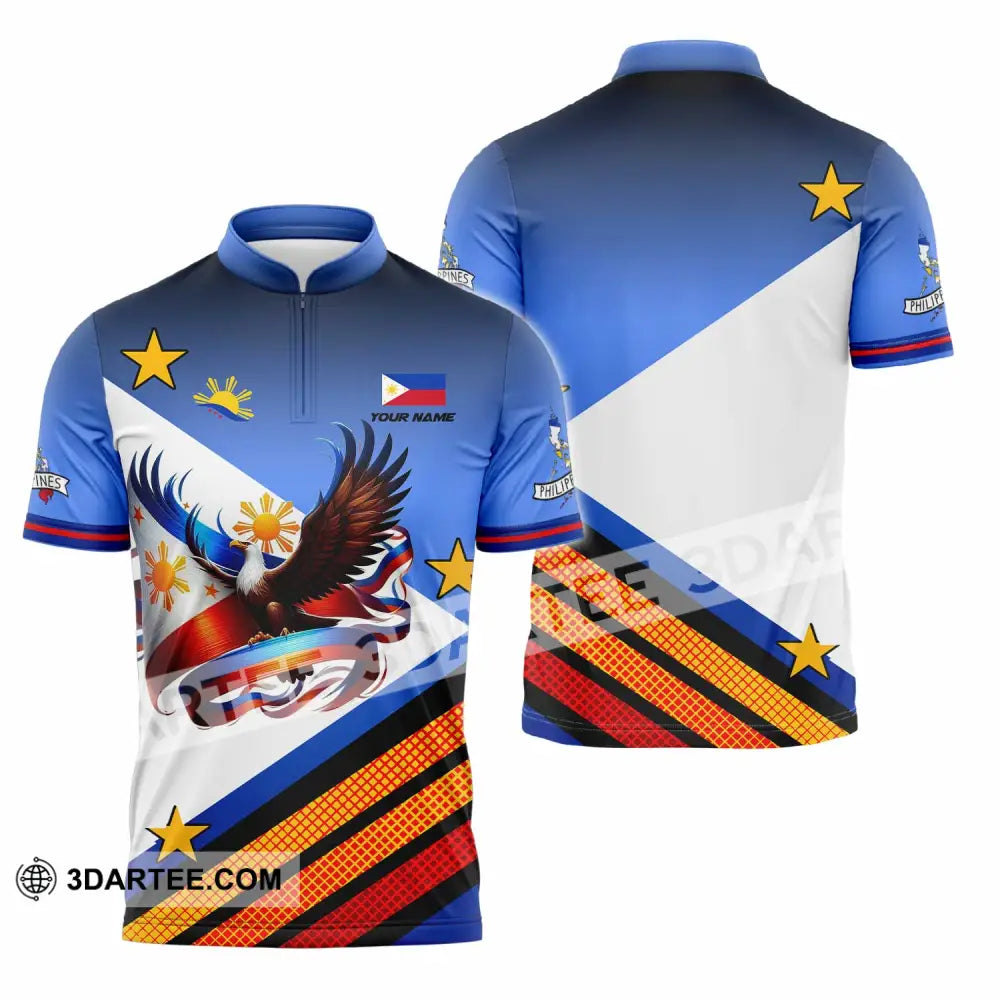Unisex Shirt - Custom Philippines 3D Shirt Zipper Polo Shirt / S T-shirt