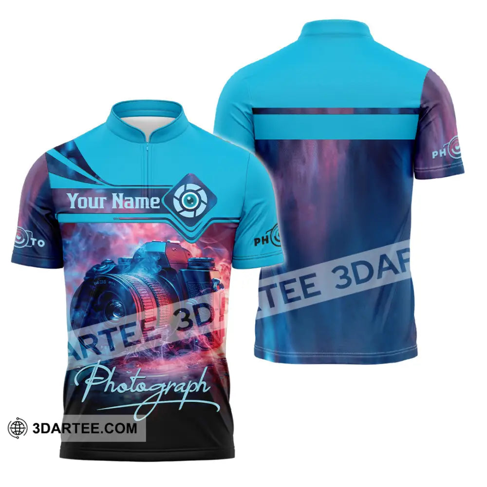 Unisex Shirt - Custom Photograph 3D Shirt Zipper Polo Shirt / S T-shirt