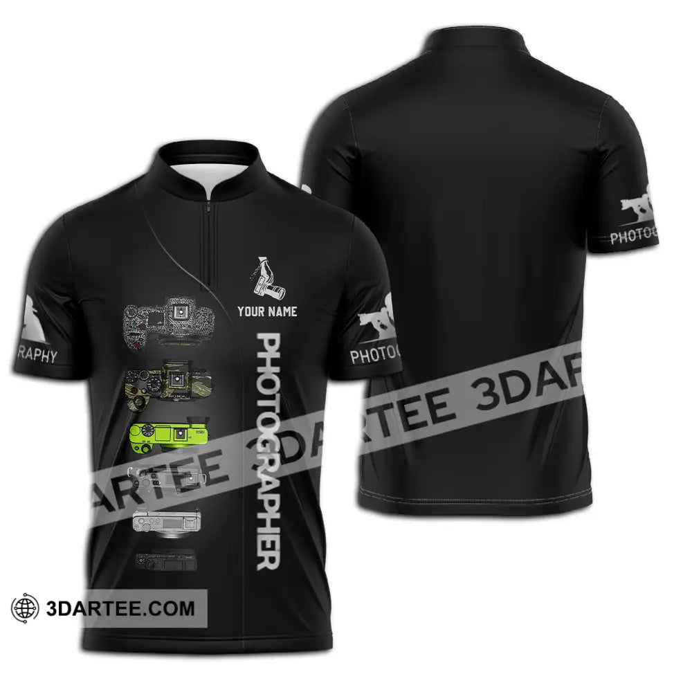 Unisex Shirt - Custom Photographer 3D Shirt Zipper Polo Shirt / S T-shirt