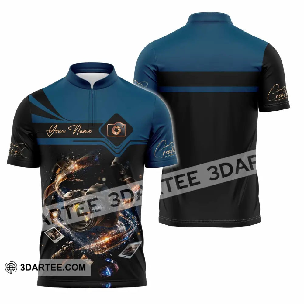 Unisex Shirt - Custom Photographer 3D Shirt - Zipper Polo Shirt / S - T-shirt