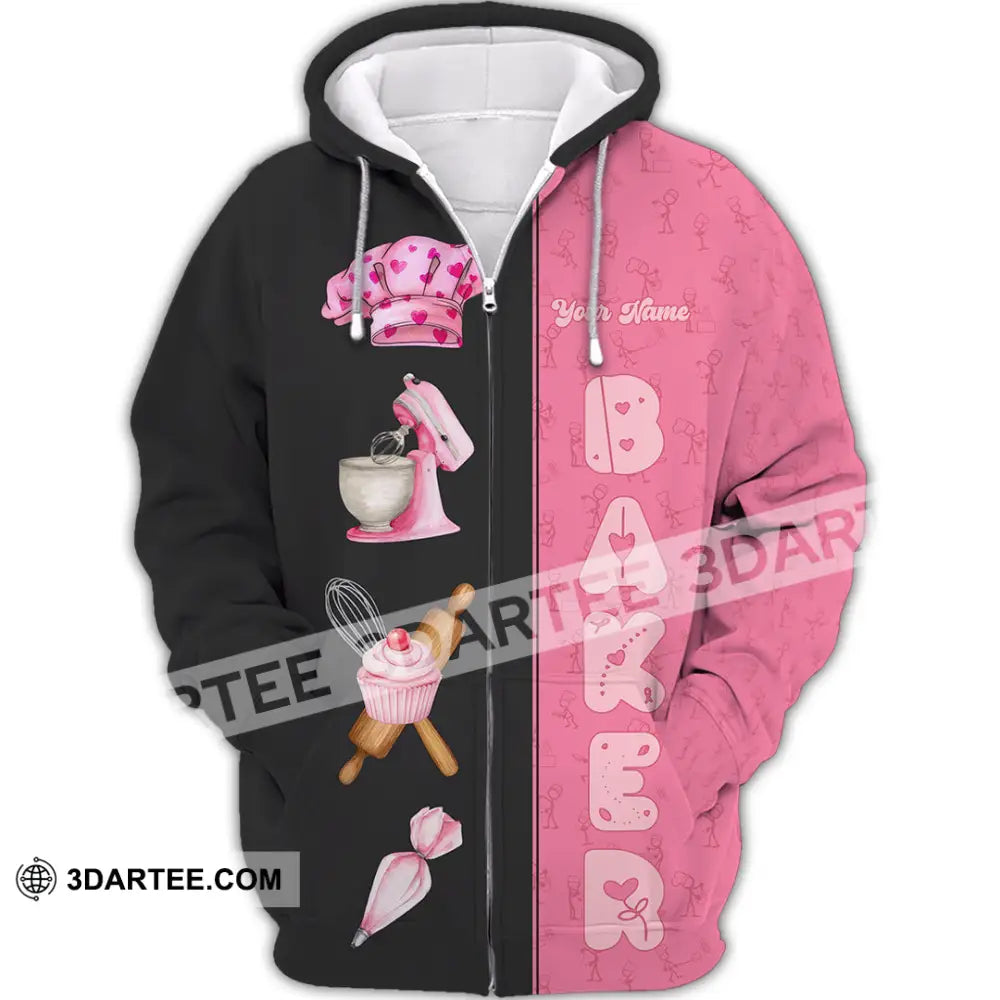 Unisex Shirt - Custom Pink Baker Shirt Zipper Hoodie / S T-shirt