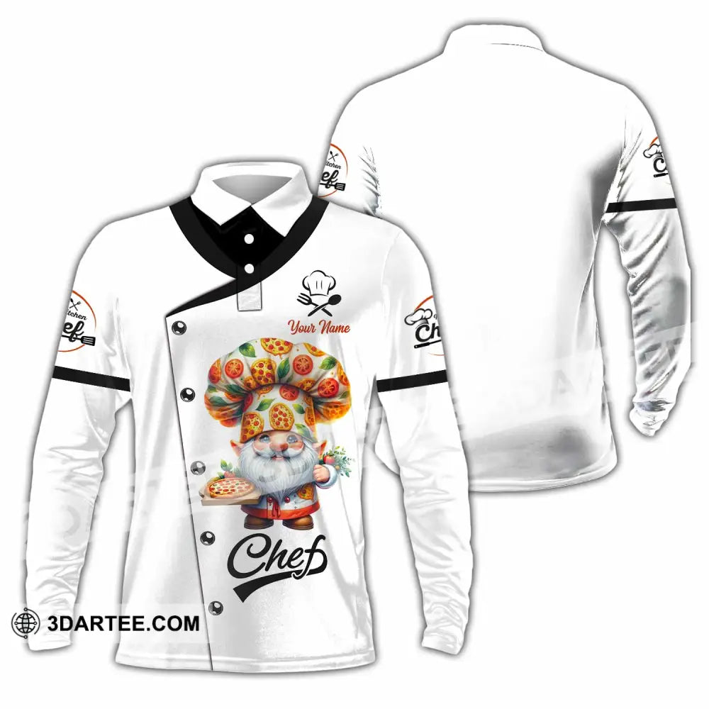 Unisex Shirt - Custom Pizza Chef Santa Shirt Long Sleeve Polo / S T-shirt