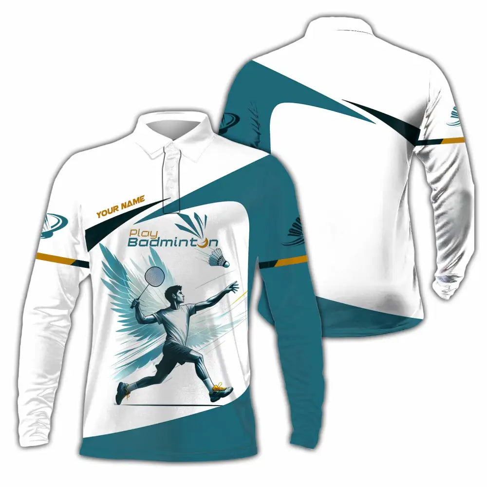 Unisex Shirt - Custom Play Badminton Shirt Long Sleeve Polo / S T-shirt