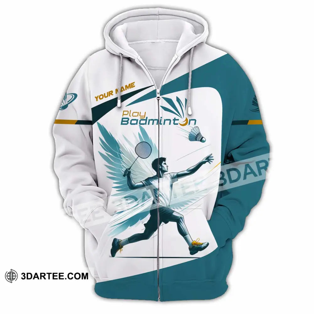 Unisex Shirt - Custom Play Badminton Shirt Zipper Hoodie / S T-shirt