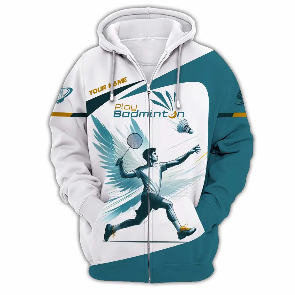 Unisex Shirt - Custom Play Badminton Shirt Zipper Hoodie / S T-shirt