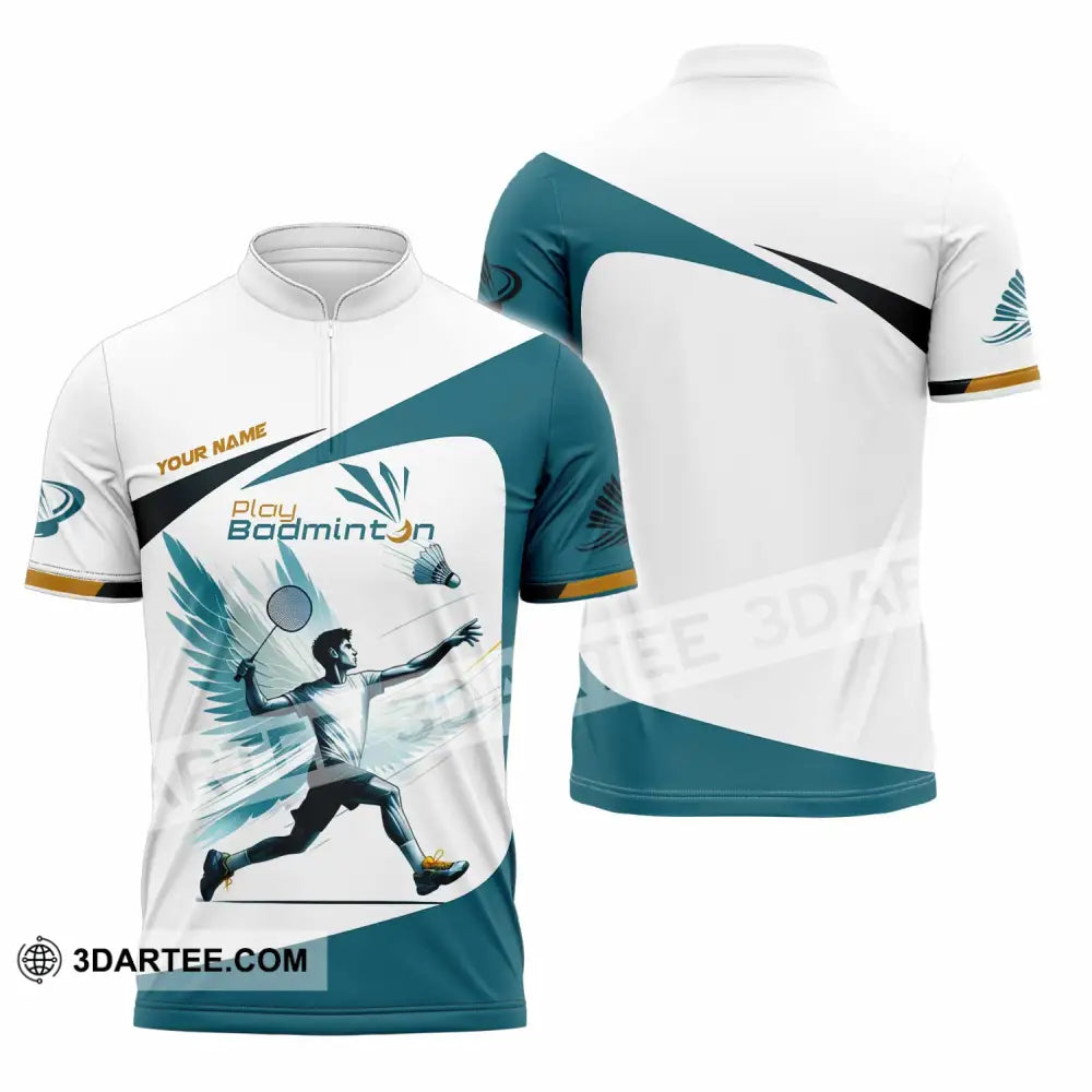 Unisex Shirt - Custom Play Badminton Shirt Zipper Polo Shirt / S T-shirt