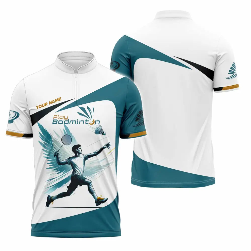 Unisex Shirt - Custom Play Badminton Shirt Zipper Polo Shirt / S T-shirt
