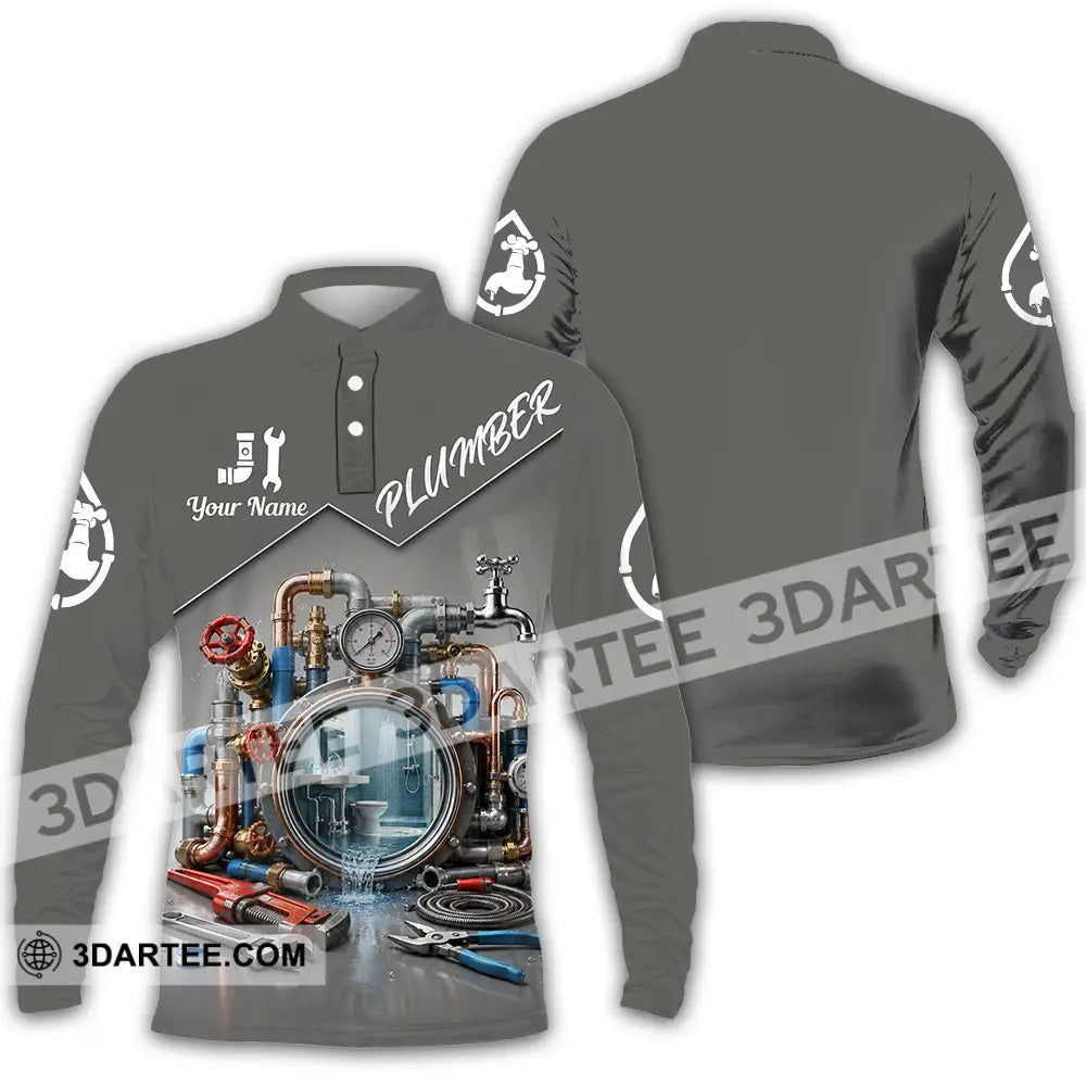 Unisex Shirt - Custom Plumber Shirt - Long Sleeve Polo / S - T-shirt