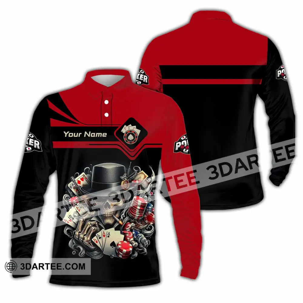 Unisex Shirt - Custom Poker 3D Shirt - Long Sleeve Polo / S - T-shirt