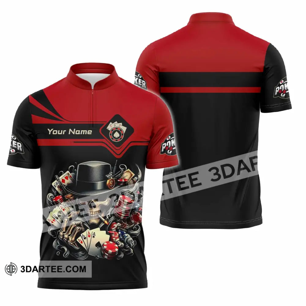 Unisex Shirt - Custom Poker 3D Shirt - Zipper Polo Shirt / S - T-shirt