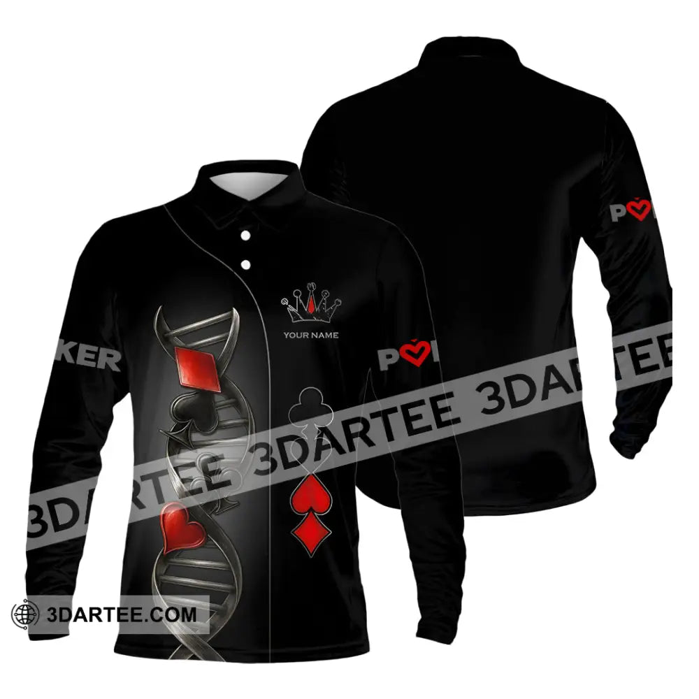 Unisex Shirt - Custom Poker Lover Classic Shirt In My DNA Long Sleeve Polo / S T-shirt