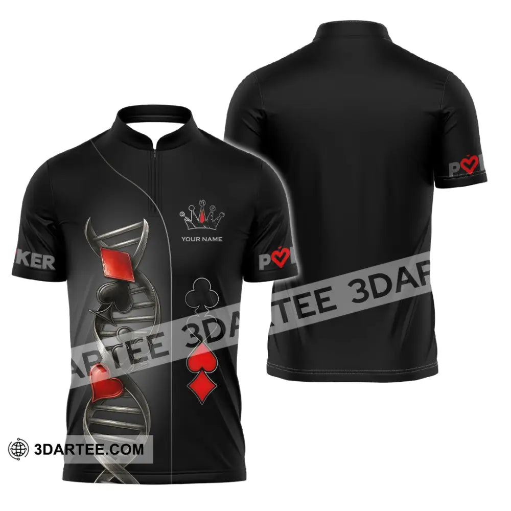 Unisex Shirt - Custom Poker Lover Classic Shirt In My DNA Zipper Polo Shirt / S T-shirt