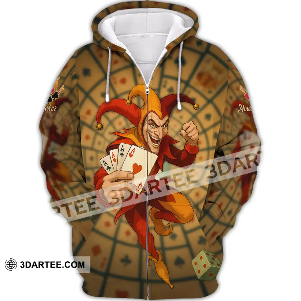 Unisex Shirt - Custom Poker Lover Shirt Poker Player Zipper Hoodie / S T-shirt