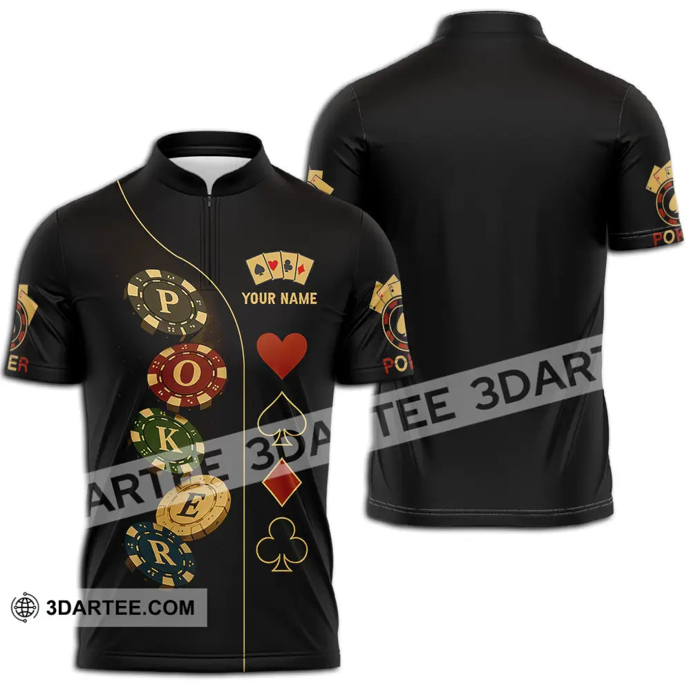 Unisex Shirt - Custom Poker Shirt Zipper Polo Shirt / S T-shirt