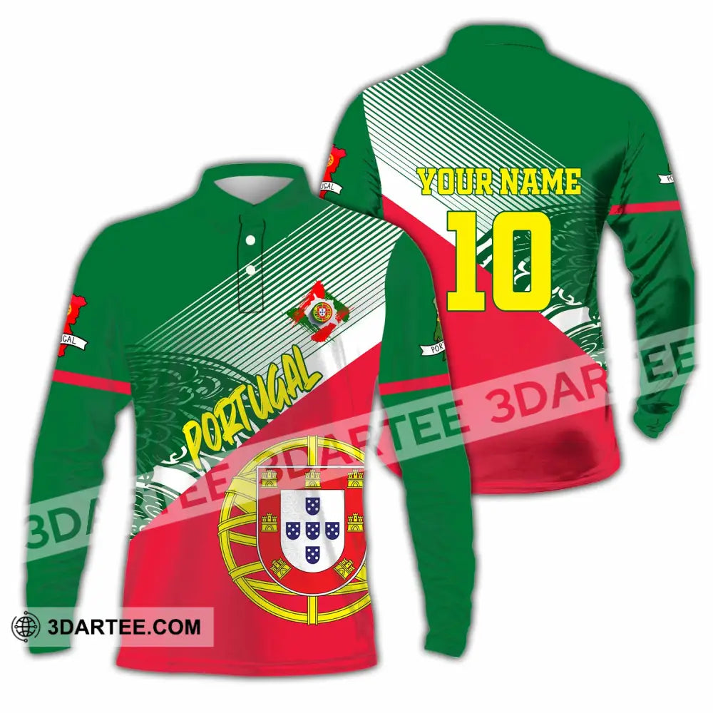 Unisex Shirt - Custom Portugal 3D Shirt Long Sleeve Polo / S T-shirt