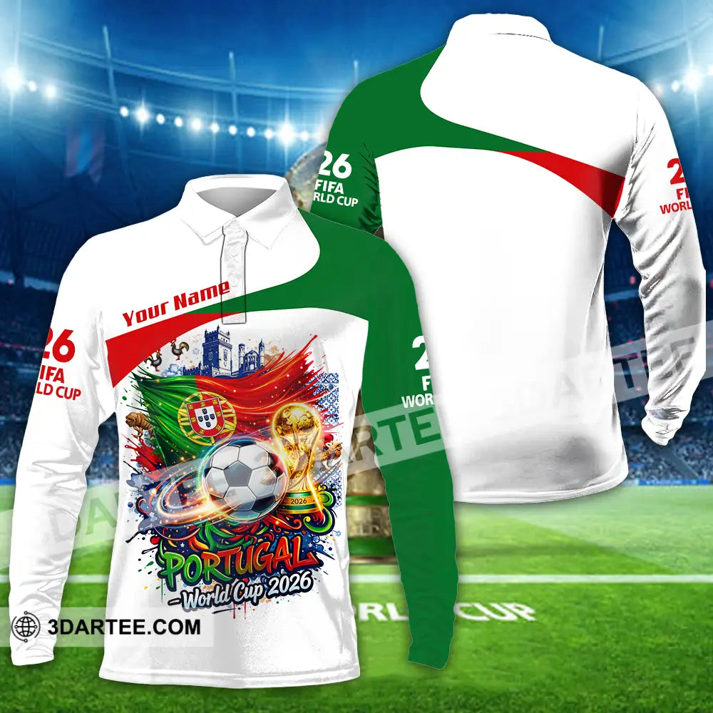 Unisex Shirt - Custom Portugal World Cup 2026 3D Shirt - Long Sleeve Polo / S - T-shirt
