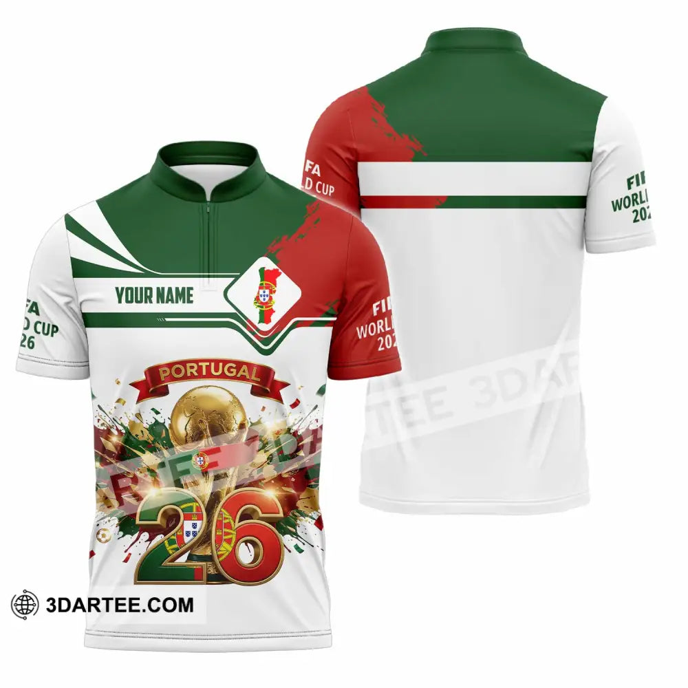 Unisex Shirt - Custom Portugal FIFA World Cup 2026 3D Shirt Zipper Polo Shirt / S T-shirt
