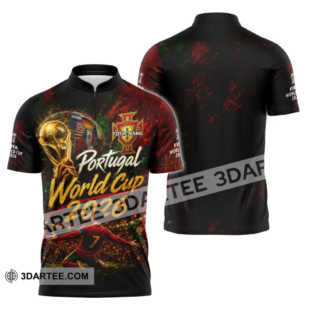 Unisex Shirt - Custom Portugal World Cup 2026 Shirt - Zipper Polo Shirt / S - T-shirt