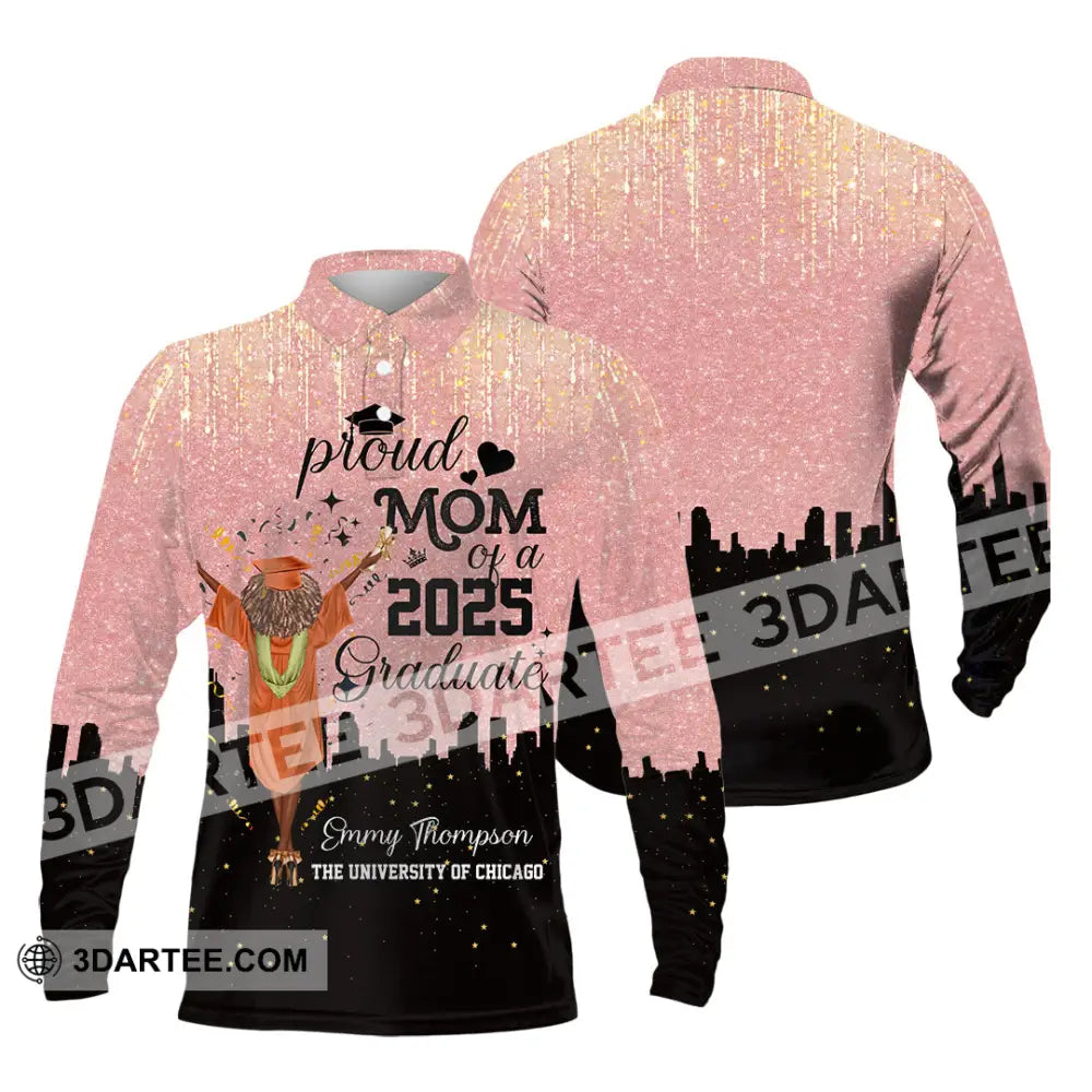 Unisex Shirt - Custom Shirt Proud Mom Of A 2025 Graduate Long Sleeve Polo / S T-shirt