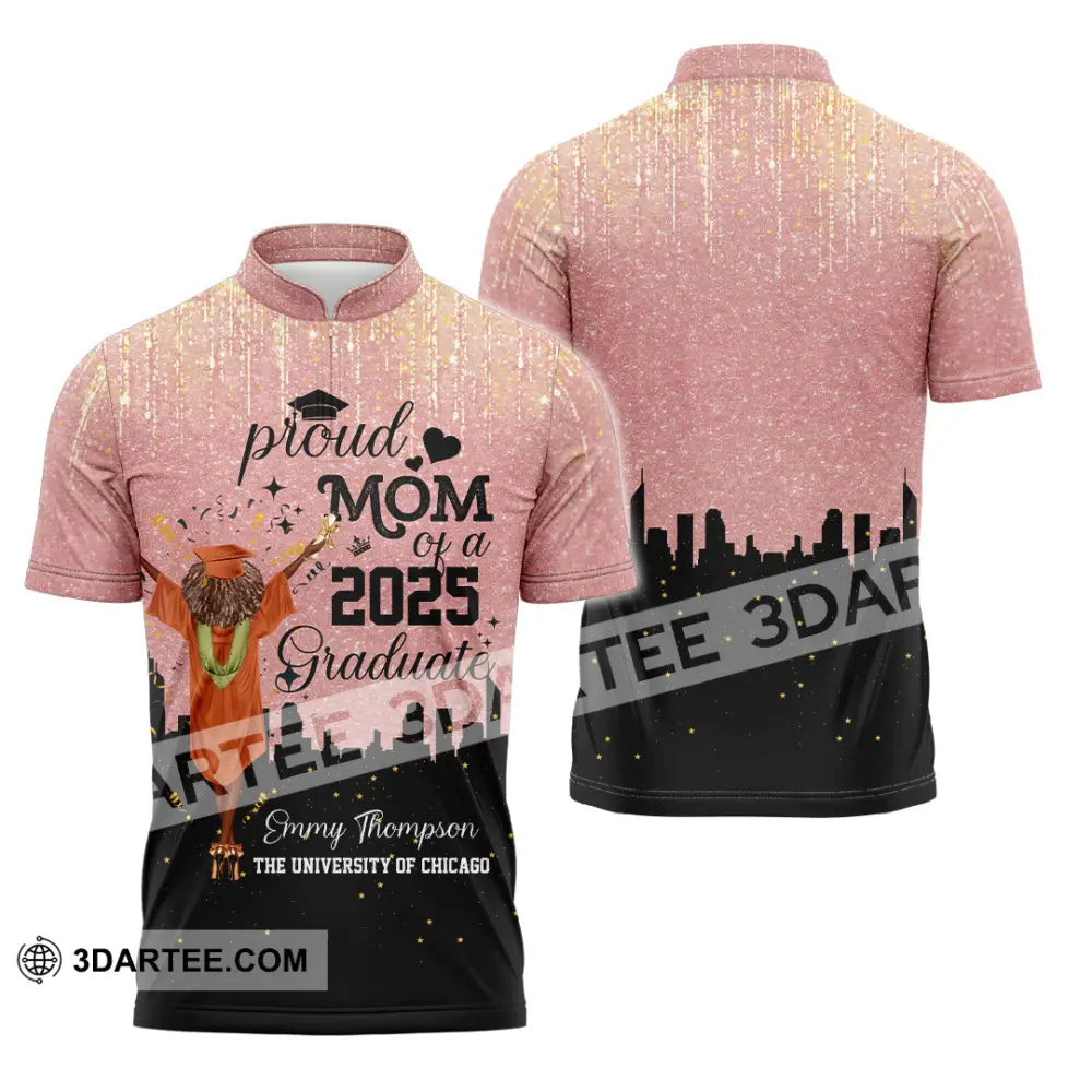 Unisex Shirt - Custom Shirt Proud Mom Of A 2025 Graduate Zipper Polo Shirt / S T-shirt