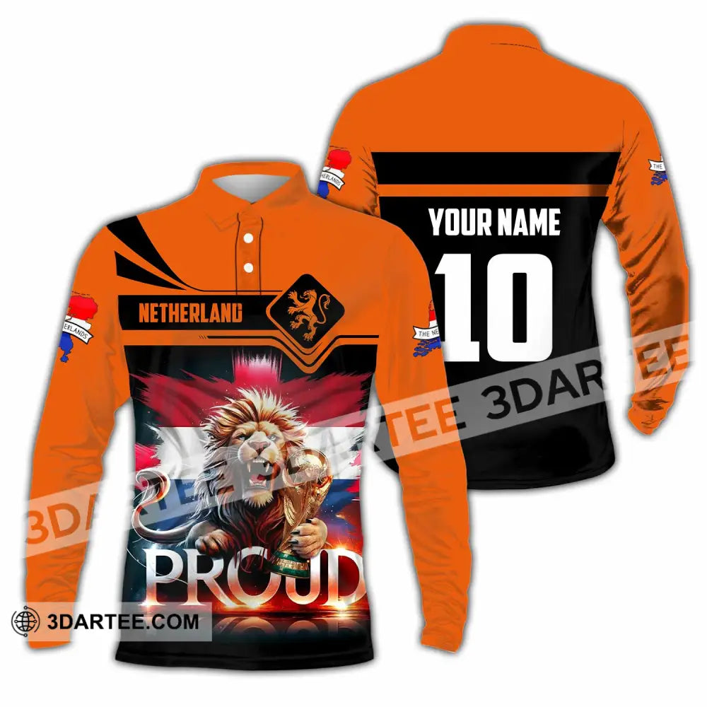 Unisex Shirt - Custom Proud Netherlands World Cup 2026 3D Shirt Long Sleeve Polo / S T-shirt