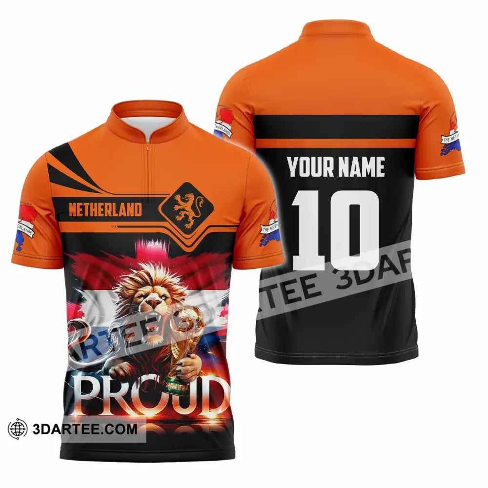 Unisex Shirt - Custom Proud Netherlands World Cup 2026 3D Shirt Zipper Polo Shirt / S T-shirt