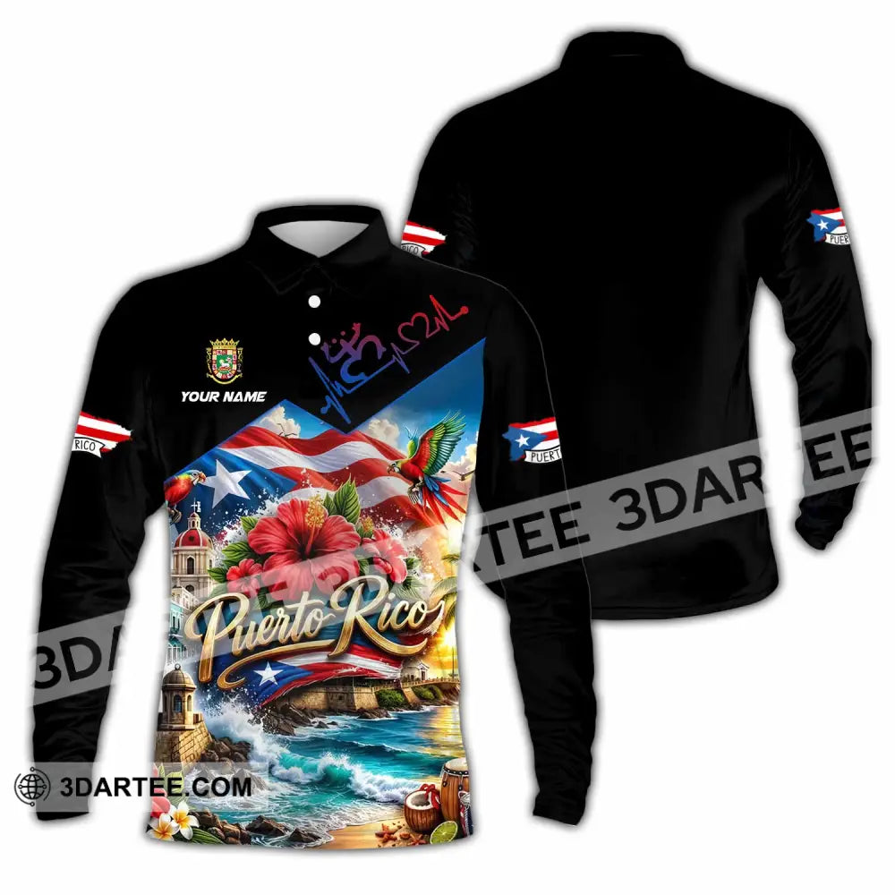 Unisex Shirt - Custom Puerto Rico Shirt - Long Sleeve Polo / S - T-shirt