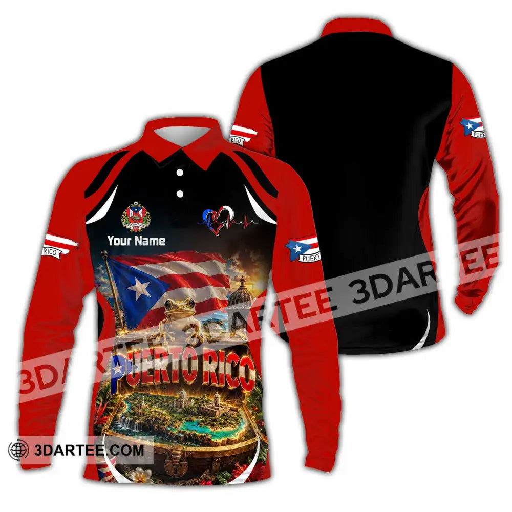 Unisex Shirt - Custom Puerto Rico Shirt - Long Sleeve Polo / S - T-shirt
