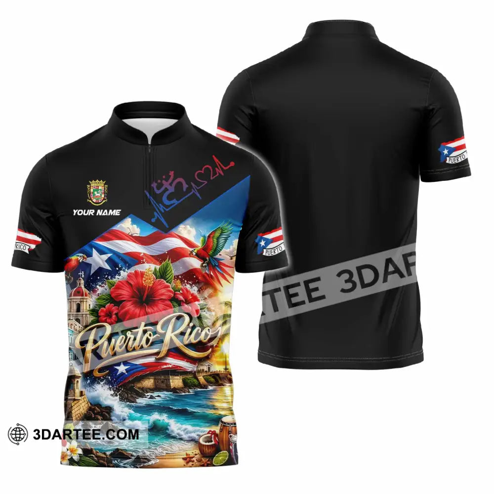 Unisex Shirt - Custom Puerto Rico Shirt - Zipper Polo Shirt / S - T-shirt