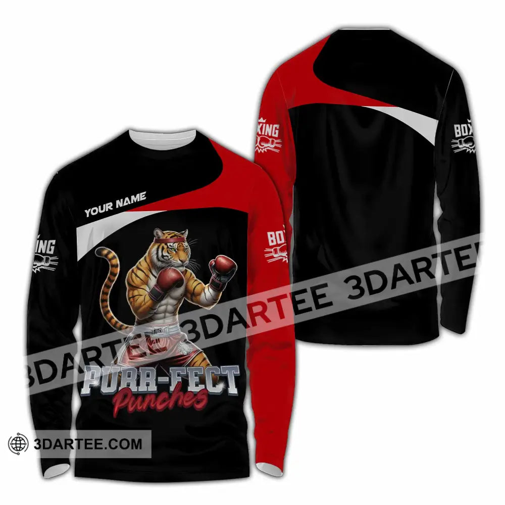 Unisex Shirt - Custom Purr-fect Punches Boxing 3D Shirt Long Sleeve Shirt / S T-shirt