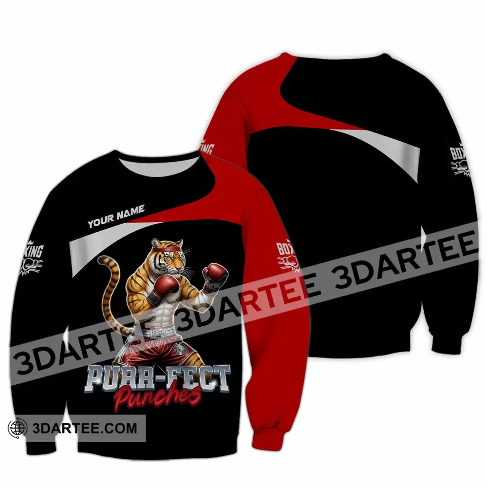 Unisex Shirt - Custom Purr-fect Punches Boxing 3D Shirt Long Sleeve / S T-shirt
